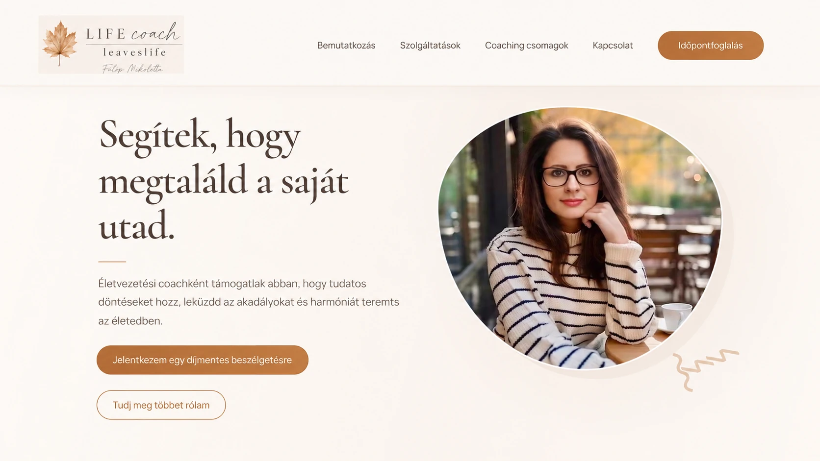 LeavesLife.hu life coach website featuring Fülöp Nikoletta